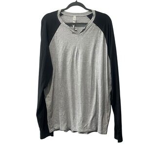 Lululemon Bodhi Shirt Raglan Long Sleeve Henley Gray Black Baseball Mens XXL